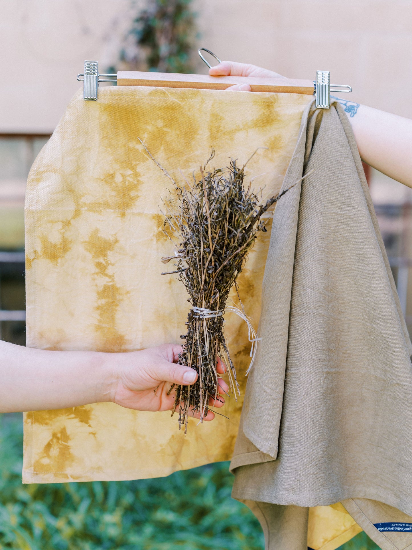 Naturally Dyed Table Runner: Olive