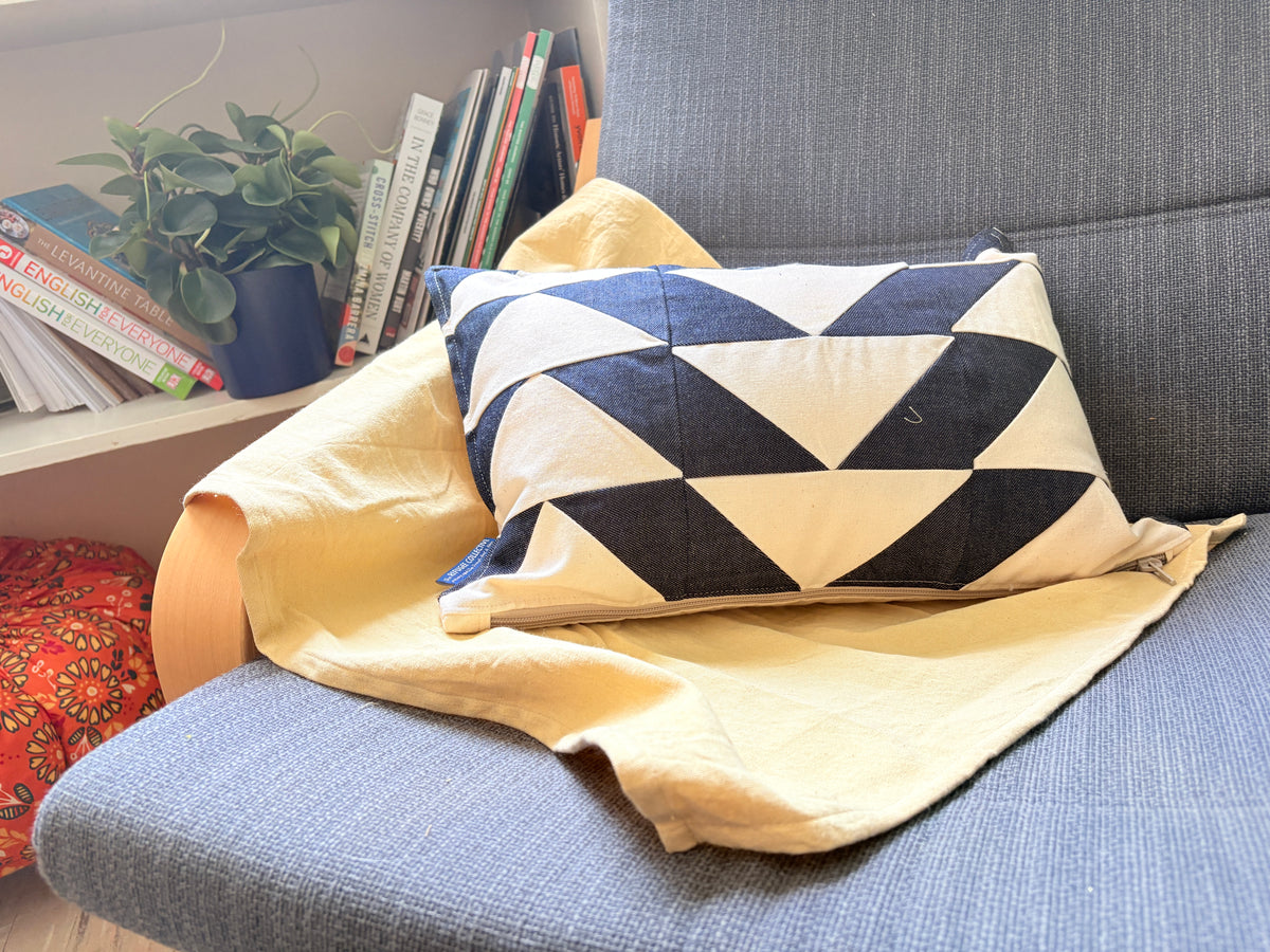 Quilted lumbar pillow w/insert
