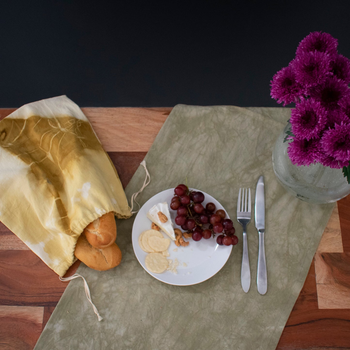 Naturally Dyed Table Runner: Olive